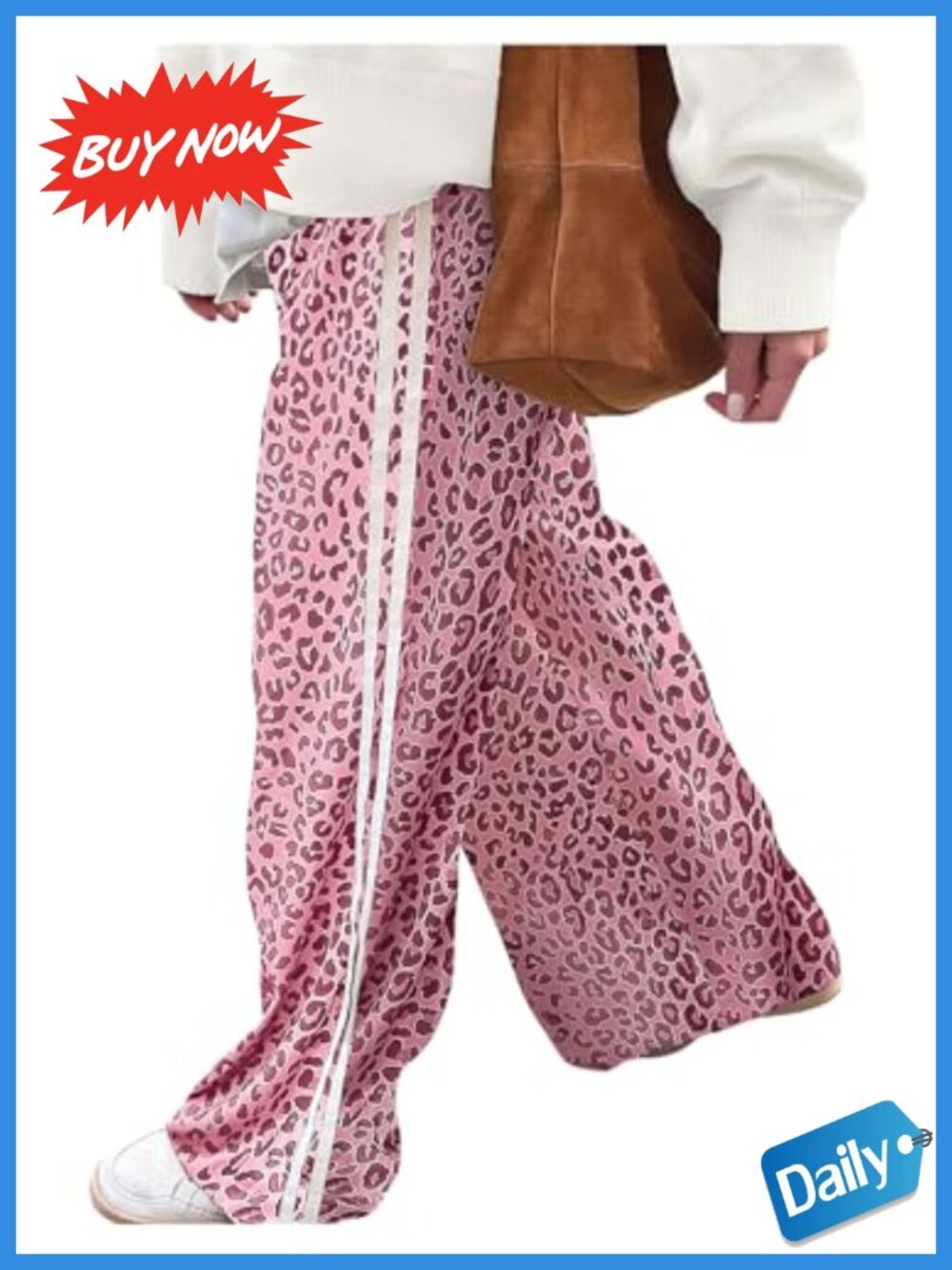 Wide Leg Cheetah Leopard Print Sweatpants High Waist Lounge Pants